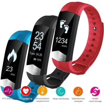 

For IOS iPhone 8 / 8 Plus X Bluetooth Smart Wristband ECG Display Heart Rate Blood Pressure Monitor Fitness Smart Band Bracelet