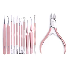 Ur Sugar розовое золото для дизайна ногтей кутикулы кусачки для удаления омертвевшей кожи Пинцет для маникюра Наборы инструментов для дизайна ногтей