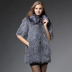 Кожаная куртка средней длины женский отделкой лисы пальто с мехом пальто зимнее новое пальто