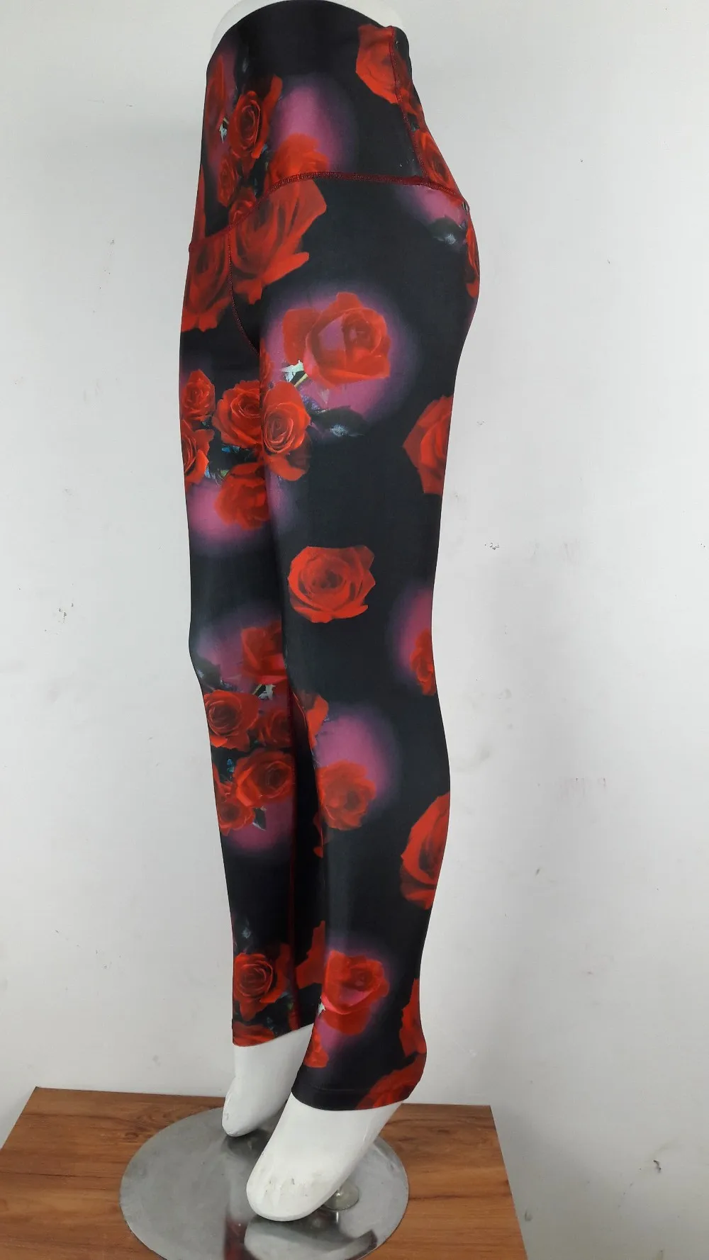 JIGERJOGER плюс Размер большая талия красная роза Цветочный беговые штаны для йоги шестерни женские леггинсы для фитнеса набор одежды для упражнений