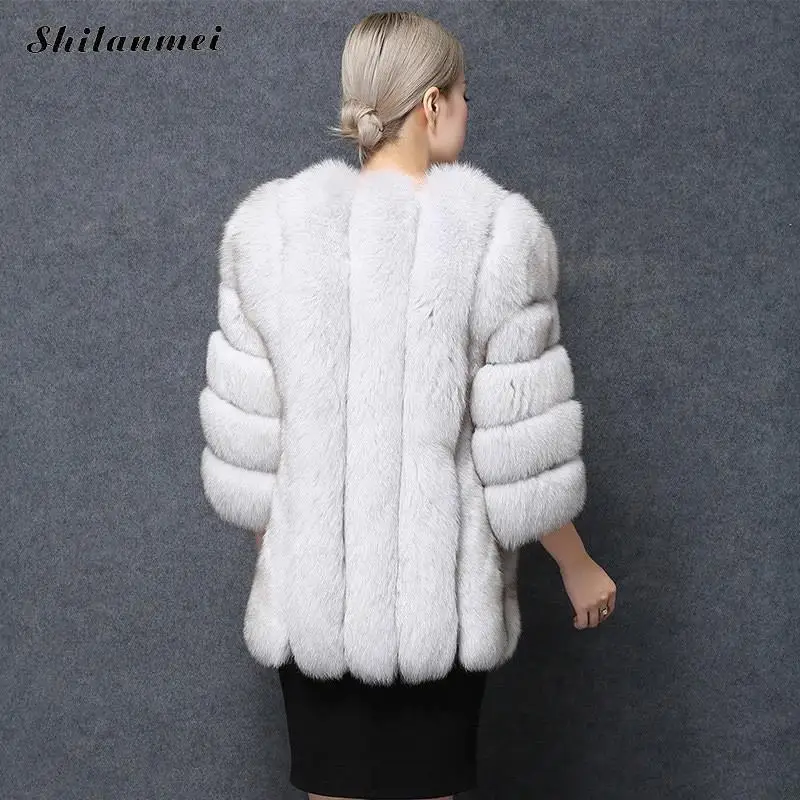 Высокое качество искусственный мех с длинным рукавом пальто Роскошные элегантные однотонные теплые женские пальто Топы зимние модные