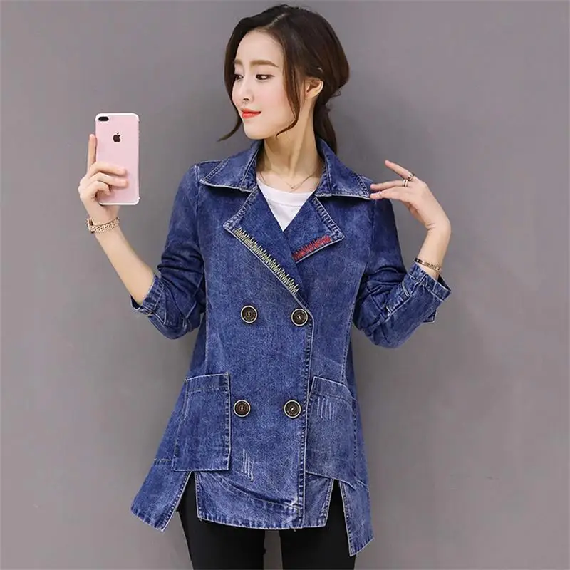 Free Shipping Promotion 2018 Women's Autumn Spring Denim Shirt Girls ...