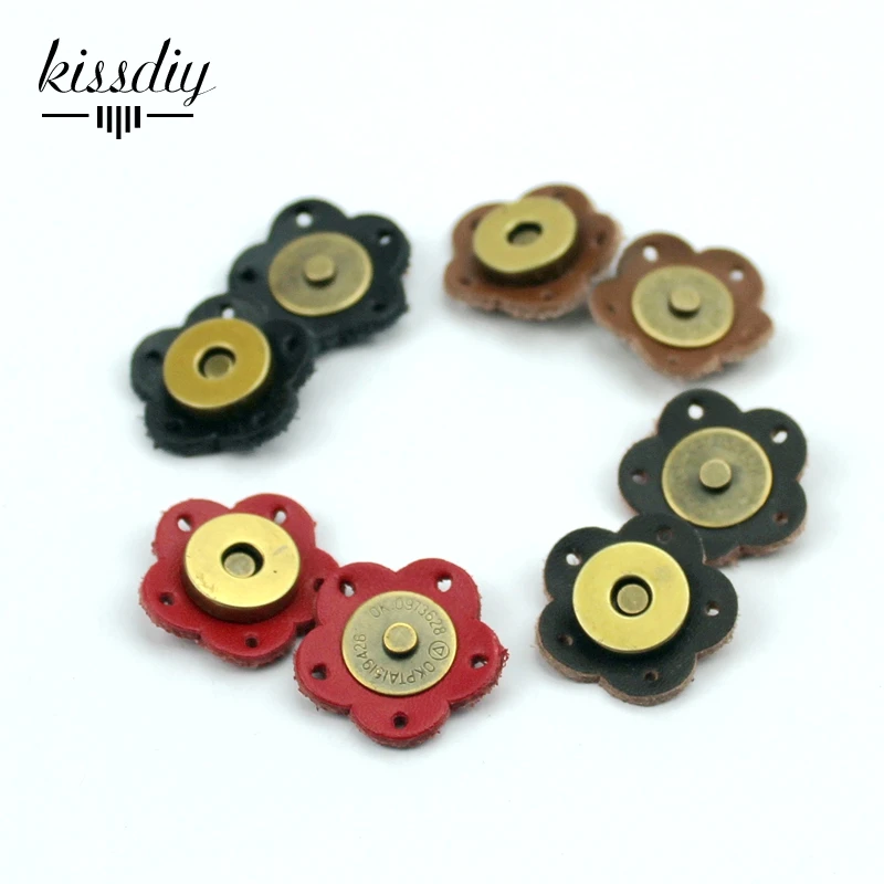 

KISSDIY 16pcs Plum leather Magnetic button buckle Handmade Hasp for DIY Purse Bag, DIY Decoration Button
