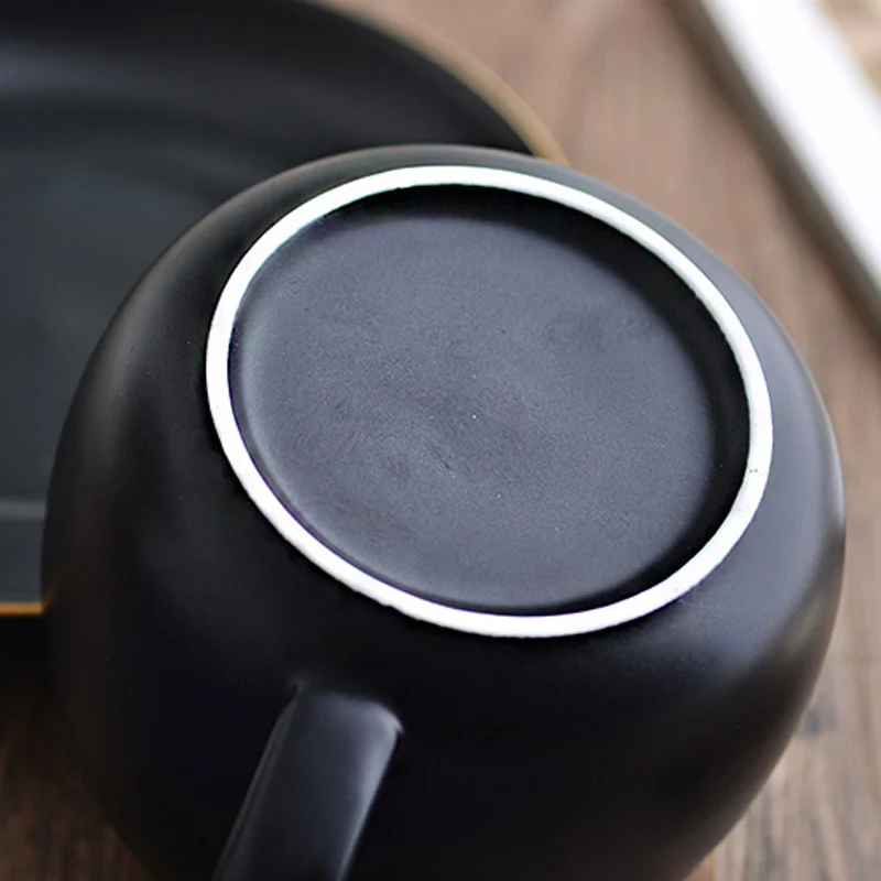 JOUDOO креативная черная и белая керамическая кружка, чашка для офиса, кофейная чайная кружка с ложкой, Золотая домашняя кофейная чашка, набор,, TC0012 35