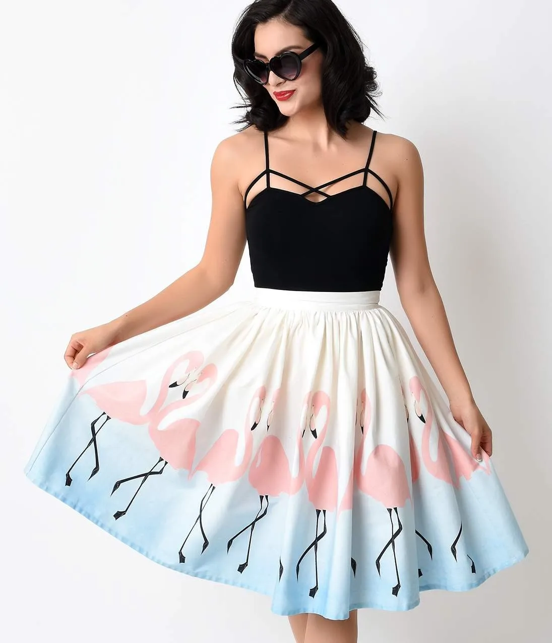 Модная юбка с 3D принтом женская юбка с птицами юбка до середины икры бальное платье Повседневная изящная Лоскутная юбка для женщин Phoenicopteridae