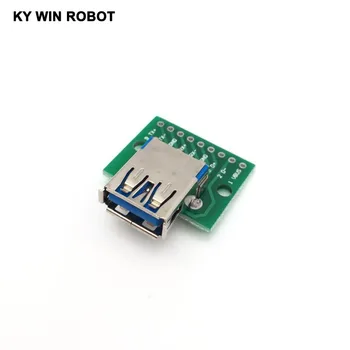 

5PCS USB 3.0 Female Head Seat DIP Flat Module line Adapter Plate Base to USB-3.0 Conversion Board