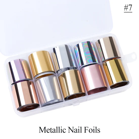 10 рулонов/набор Фольга для ногтей переводные наклейки лазерный голографический градиентный мрамор металлик обертывания Маникюр украшения для ногтей TR934 - Цвет: 7
