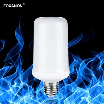

Foxanon E27 LED Holiday Lighting Flame Effect Fire Light Bulb SMD2835 9W Creative Lights Blue Flickering 4 Modes LED Flame Lamps