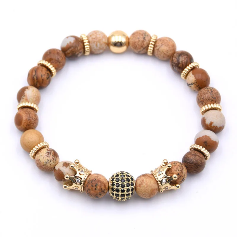 2018 Popolare 8 Millimetri Blanco Y Rosa Piedra Piedras Pulseras Brazaletes De Cristal Para Las Mujeres