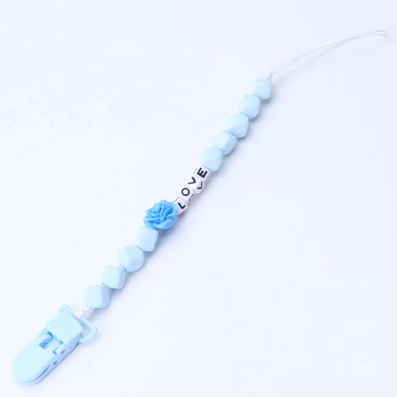 XCQGH Personalised Name Baby Pacifier Clips Flower Dummy Clip Nipple Holder for Infant Feeding Pacifier Clip Attache Sucette
