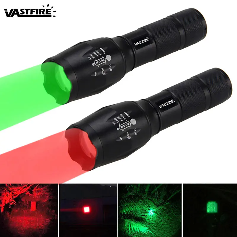 VASTFIRE 350 Yard Green Hunting light Zoomable Flashlight Hog Varmint