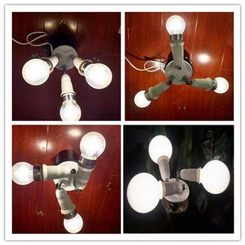 

3-in-1 Adjustable Light Socket Splitter Adapter For Standard LED Bulbs 360 Degrees Rotate 180 Degrees Bend Lamp Bulb Holder Bed