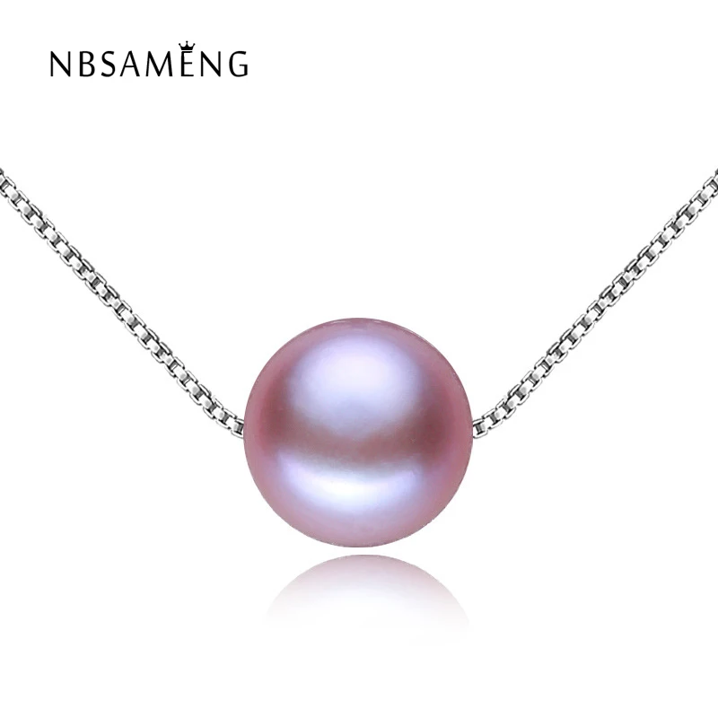 

Fashion Women's 100% Silver Chain Necklace Pendant 7-10mm Pearl Contains s925 Chain Jewelry Wedding Simulation Pearls WUU5010