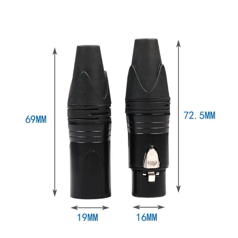 2pcs XLR Adapter 3Pin Male Plug Female Welding Microphone Audio Cable Connector Contact Point Of Coarse Copper Core Plug - Цвет: Black