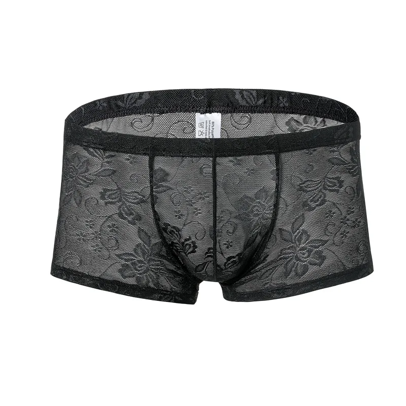

Sexy Men Underwear Boxers Gay Men's Transparent Boxer Shorts Mens Lace Ultrathin Breathable Panties Male Boxershorts Lingerie