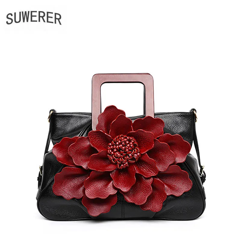 

SUWERER 2019 New women leather handbags Superior cowhide Genuine Leather women bags Women famous brand Luxury embossed bag