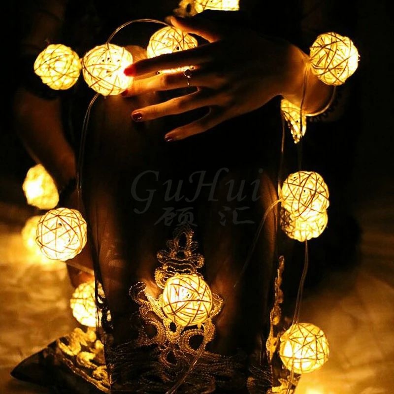 Us 9 43 41 Off Girls Room Decoration Colorful Rattan Ball String Lights Wedding Party Supplies Rope Globe Bulbs Xmas Tree Home Table Decor In Glow