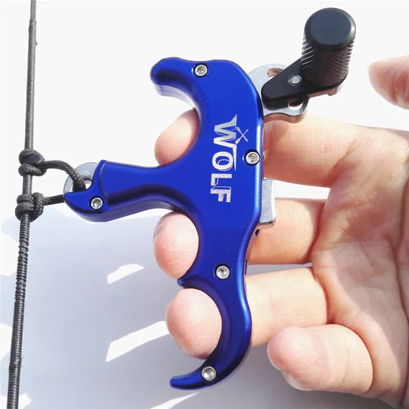 

1pc Archery 3 Finger Release Automatic Stainless Steel Compound Bow Release Grip RH Caliper Aids Bow Arrow 4 Colors choice
