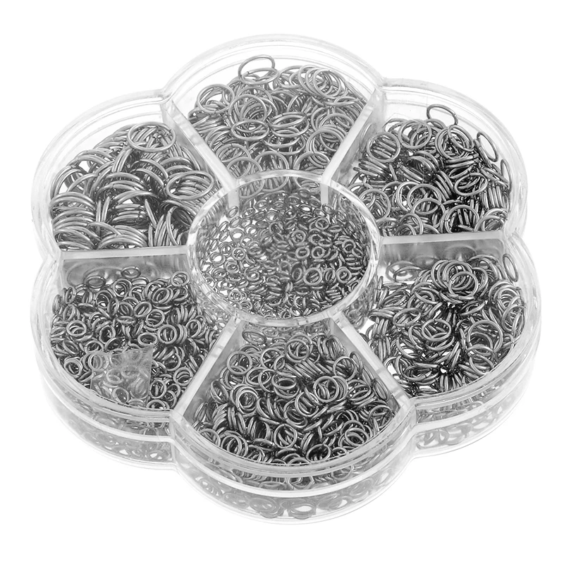 

MJARTORIA 1Box 2200PCs DIY Jump Rings Silver Color Stainless Steel Spit Rings With Box DIY Jewelry Findings For New Year Craft