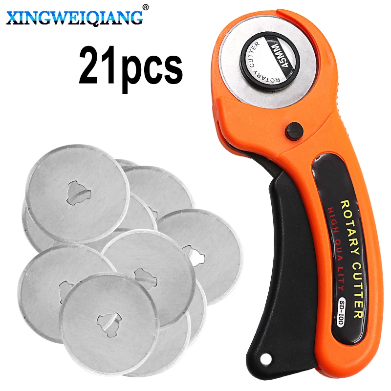 Taglierina Rotante Da 45Mm + Lame Di Ricambio Da 20 Pezzi Misura Olfa Gong Fiskars Taglierina Rotante Tessuto Carta Taglio Circolare Patchwork Pelle A