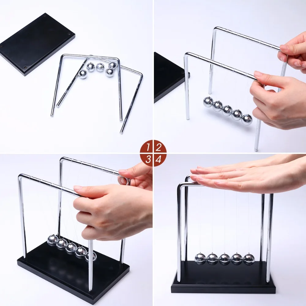 Newton Cradle Balance Ball Steel Newtons Balls маятниковая игрушка Free French graving Physic Science настольная NC