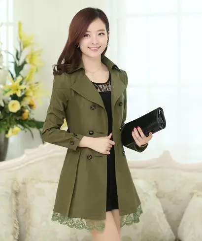 Женское весеннее и осеннее пальто Большие размеры женское длинное пальто Ms. Slim Темперамент ветровка куртка