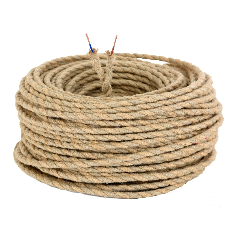 

8m Vintage Wrie Hemp Rope Woven Textile Wire Twisted Cable Braided Electrical Wire Retro Pendant Light Lamp Line Vintage Cord