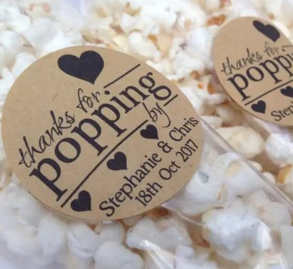 

Customize Thanks for popping by Wedding gift Stickers Envelope Seals food favor labels birthday popcorn favours gift stickers