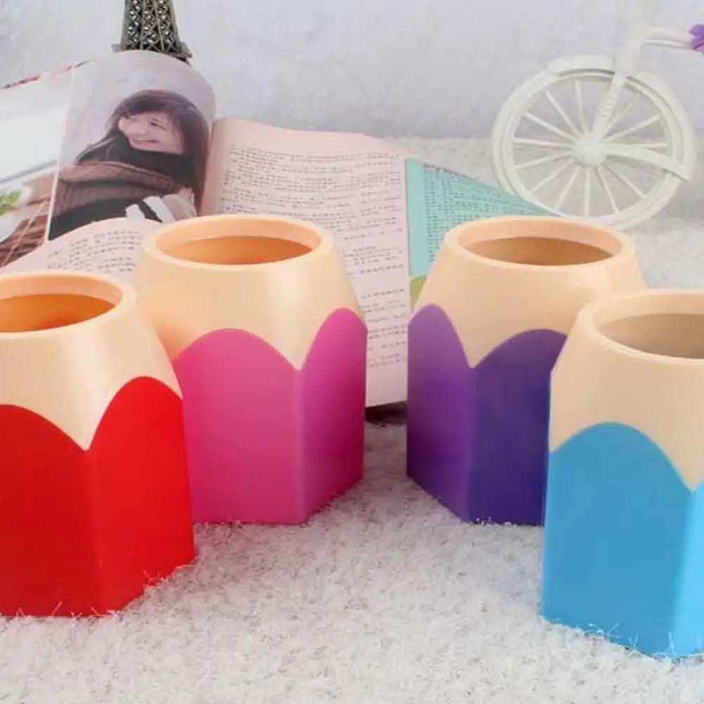 

Creative Pen Vase Pencil Pot Pen Holder Container Stationery Plastic Desk Organizer Tidy Container School Office Supplies