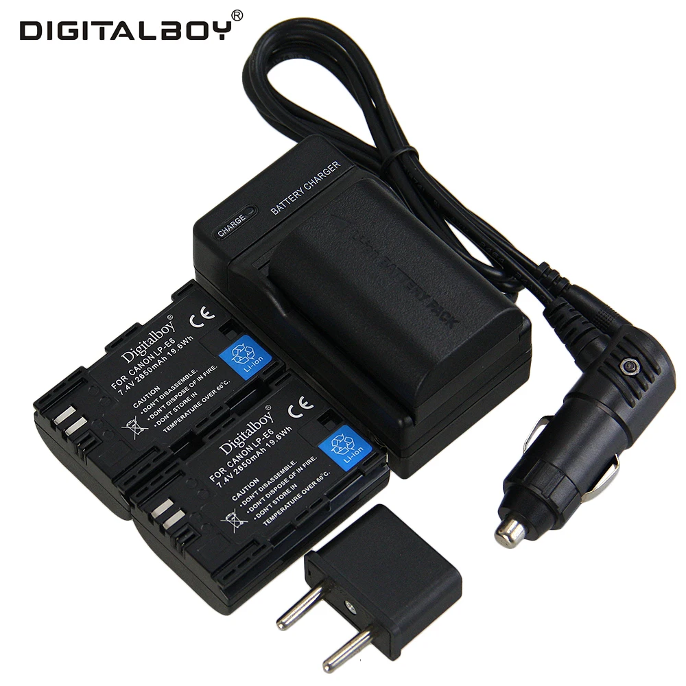 Digitalboy 1800 мАч LP-E6 3 шт. Батарея + Зарядное устройство LP E6 LPE6 для Canon EOS 5DS 5D Mark II III 6D 7D 60D 60Da 70D 80D DSLR EOS 5DSR