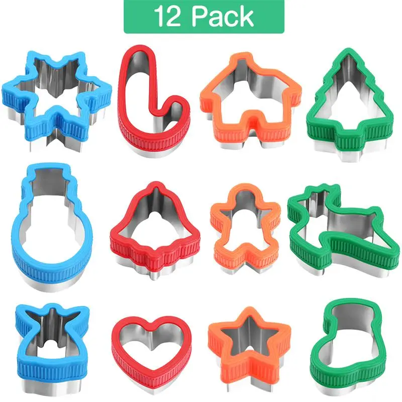 

UNOMOR 12pcs/Set Cute Cartoon Cookie Cutters Stainless Steel Biscuit Molds Practical Bakeware For Home Kitchen Baking