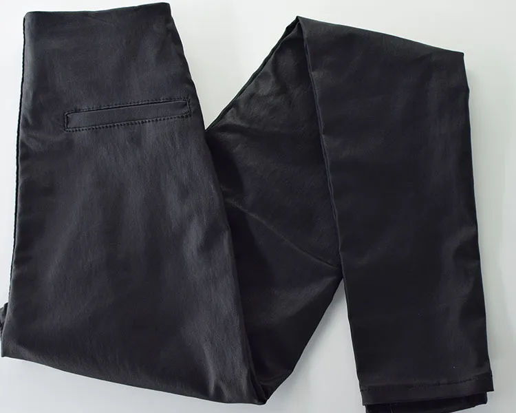 LOGAMI/женские брюки из искусственной кожи с высокой талией и боковой молнией, эластичные облегающие Женские брюки из искусственной кожи, байкерские брюки-карандаш черного цвета