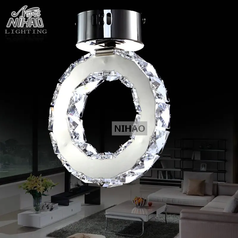 

Modern LED Crystal Light Fixture LED Ring Ceiling Light Fitting Silver CrystaL Lamp for aisle Hallway Corridor Fast Shipping