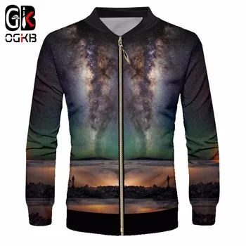 

OGKB Men's Casual Jackets Fashion Prin Nightfall Space 3d Jacket Coats Homme Regular Slim Fit Outwear Clothes For Male Wholesale