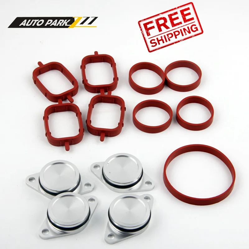 cheap shipping 4 X 33mm OEM design aluminum for BMW Swirl Flap Blanking Plates seals with intake manifold gasket 4 cylinder