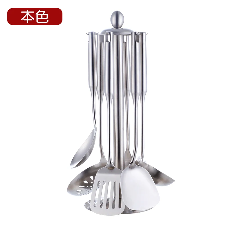 Silver-7PCS 7 шт./компл. Нержавеющая сталь Радуга Кухня посуда с держателем Пособия по кулинарии Инструменты Набор Тернер ковш ложка для ресторанная столовая посуда - Цвет: Silver-7PCS