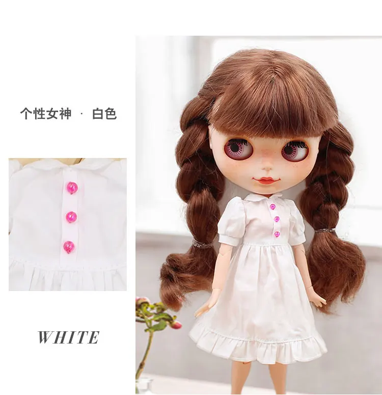 FD оригинальная Одежда для кукол Blyth белое платье Azone Хлоя licca простая одежда