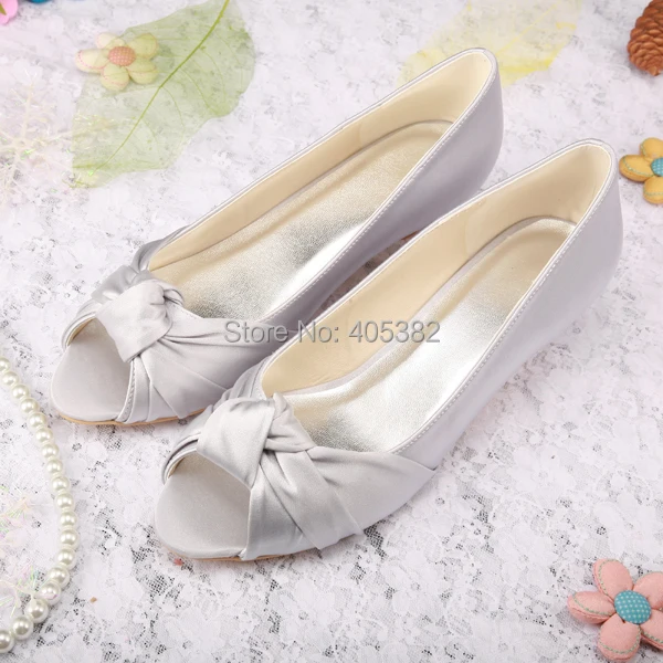 silver open toe low heels