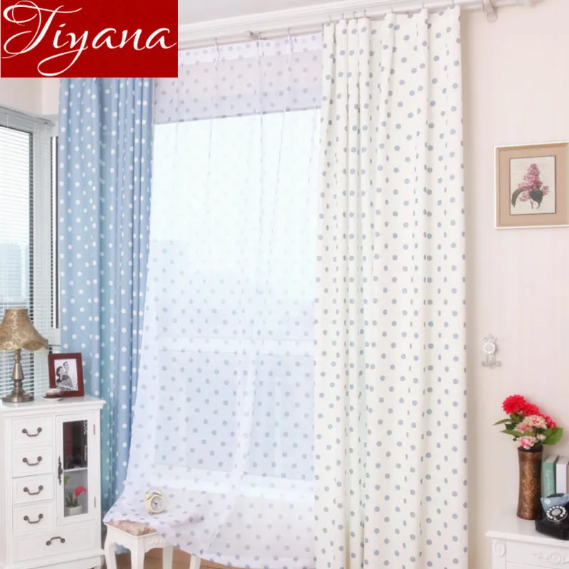 

Small Dot Curtains Window Screen Voile Printed Yarn Panel Kids Room Bedroom Modern Living Room Curtains Cloth Tulle T&122 #20