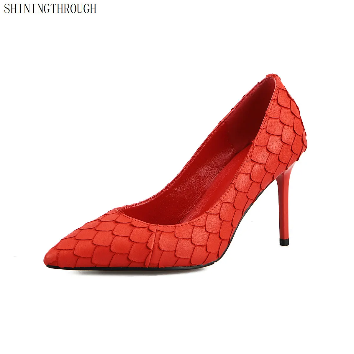 

Women Thin Heels High heels Shoes Woman Pumps Ladies Fashion Wedding Party Dress serpentine Shallow OL Single Stilettos