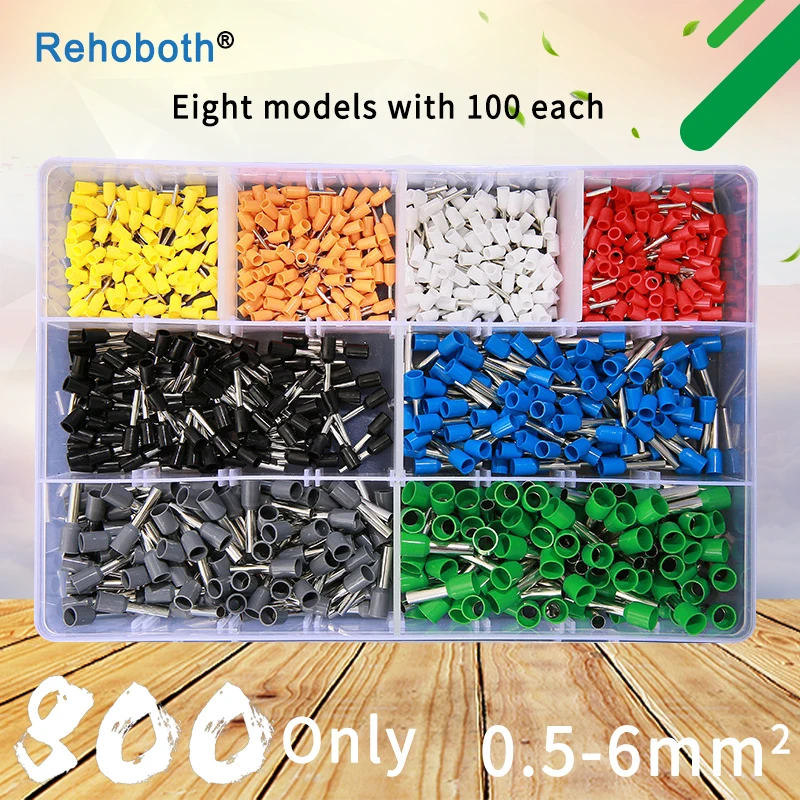 

800pcs one set Cold-pressed Terminals Wire Connector Block 8 kinds Tube Insulating Crimp Terminal Ring Terminals Plug