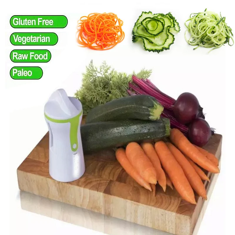 Plastic Spiral Funnel Vegetable Grater Spiral Stainless Steel Blade Cutter Kitchen Gadgets Carrot Cucumber Slicer Chopper 1PC