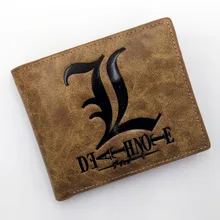 Многослойный короткий кошелек из искусственной кожи цвета хаки с японским аниме, надпись «смерти» L. Lawliet mark