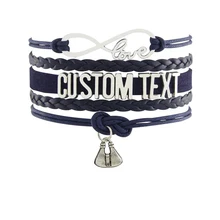 Прямая Браслет «бесконечность» на заказ цвет текста кожаный шнурок браслет женская сумка Рождественский подарок