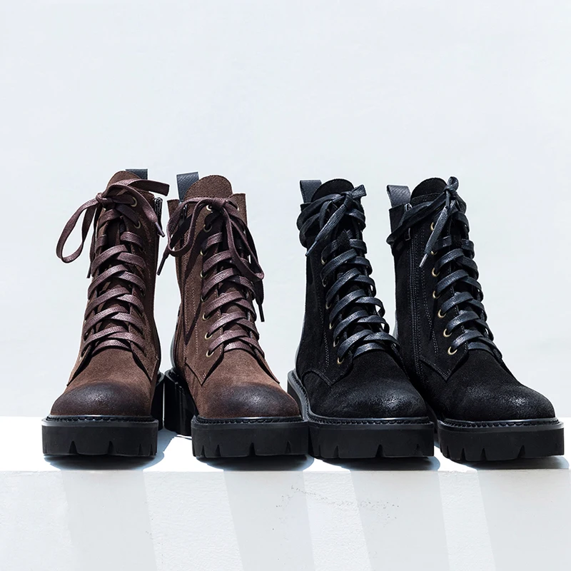 

MYCOLEN 2018 Leather Women Boots Winter Warm Shoes Luxury Designers Female Fashion Motorcycle Ankle Boots Women Botas Feminina