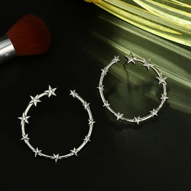 Wholesale Alloy Hoop Earring Golden Star Ring Shaped Loop Metal Earrings For Girls