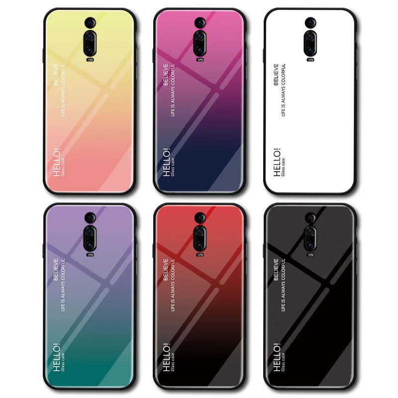 

Gradient Tempered Glass Soft Silicone Cover For Xiaomi Redmi K20 Pro 7A Redmi Note 7 S 6 5 Mi 9T Pro Mi 8 SE A2 Lite A1 5X Case