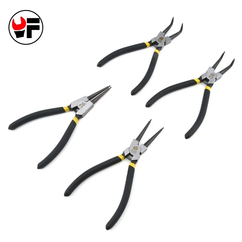 YOFE 4pcs/set 6 inch circlip pliers internal external curved straight