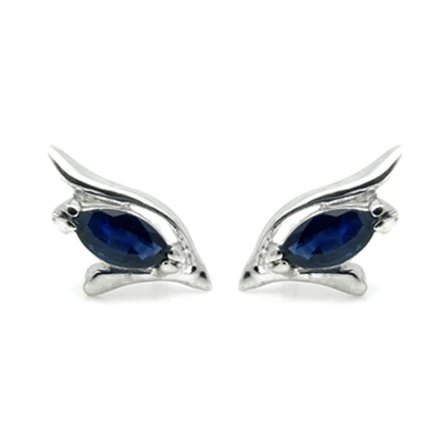 

2017 Qi Xuan_Free Shipping Dark Blue Stone Flower Stud Earrings_S925 Solid Silver Fashion Earrings_Manufacturer Directly Sales