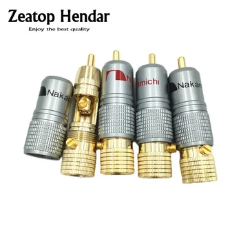 

10Pcs High Quality NAKAMICHI RCA Male Plug Locking Non Solder Plug Connector Gold Plated